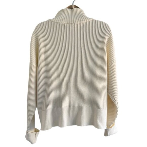 Varley Janie Ribbed Half Zip Sweater Womna's Sz L in Ivory - Picture 4 of 9
